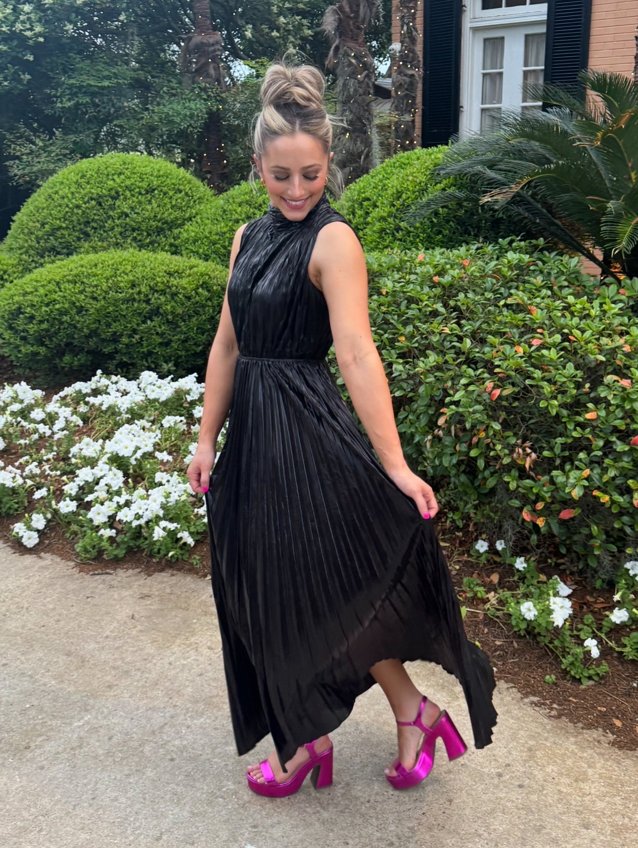 Black Metallic Mid Dress