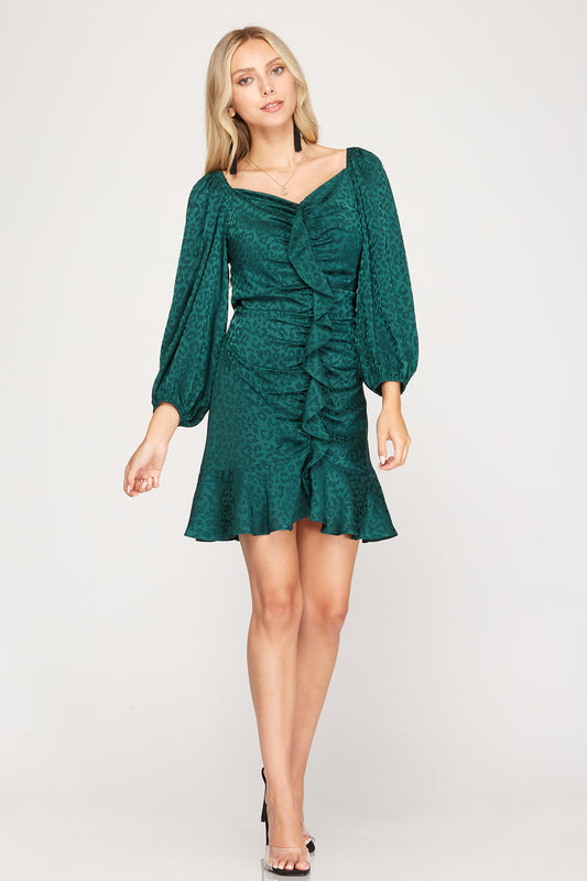 Leopard Print Ruffled Dress