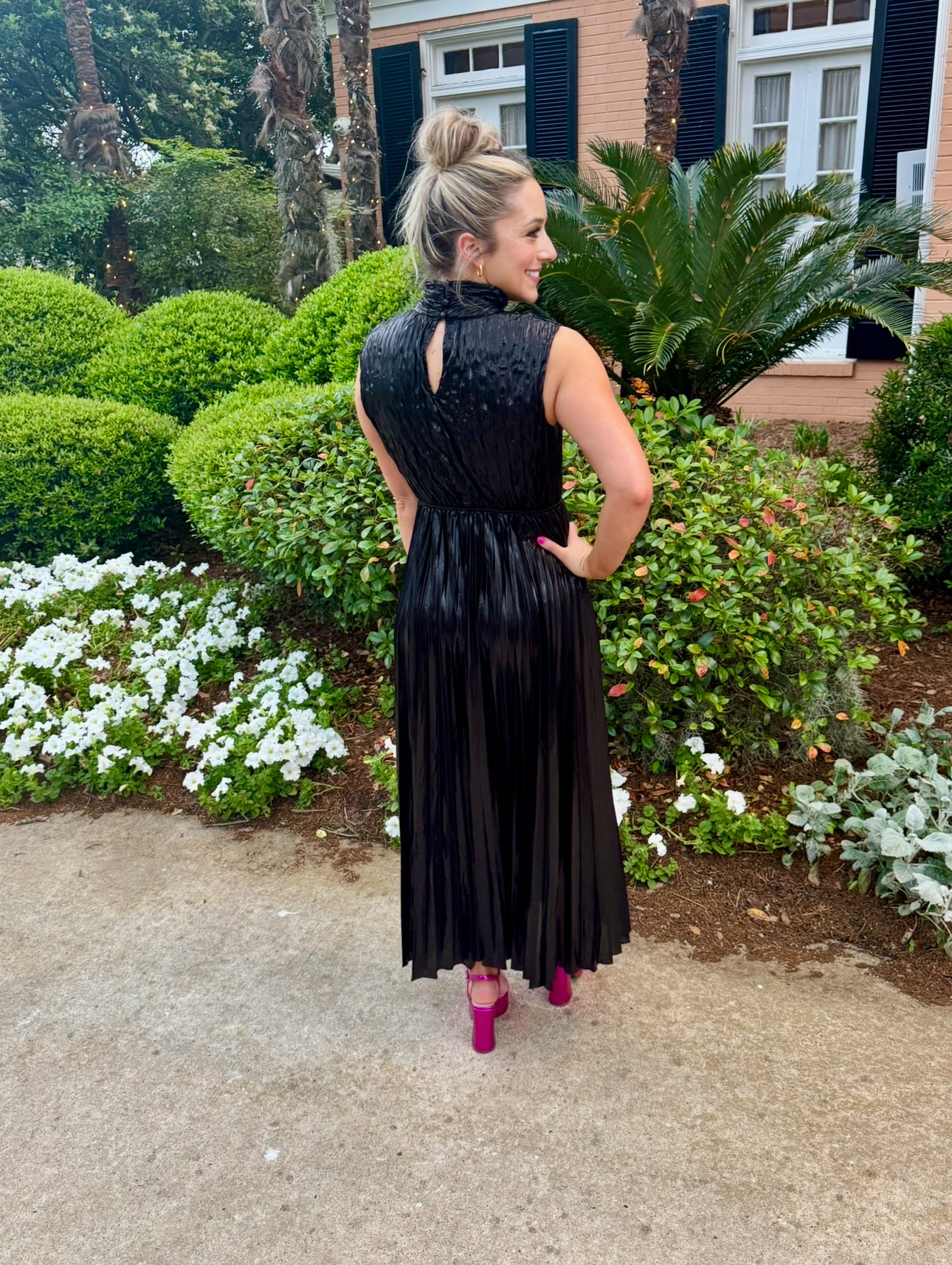 Black Metallic Mid Dress