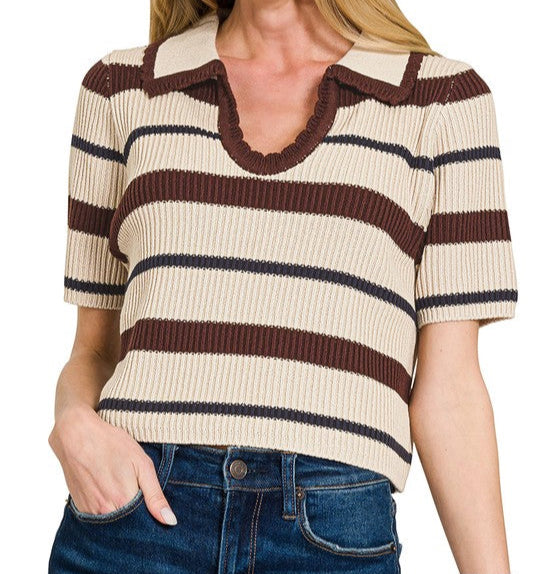 Striped Collared Sweater
