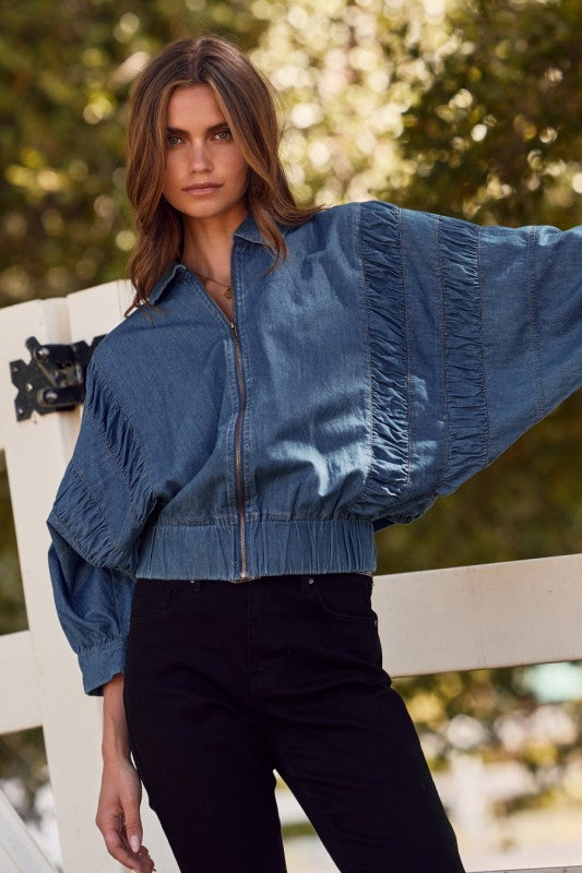 Lightweight Denim Zip Jacket